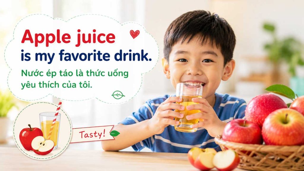Apple juice is my favorite drink - Nước ép táo là thức uống yêu thích của tôi