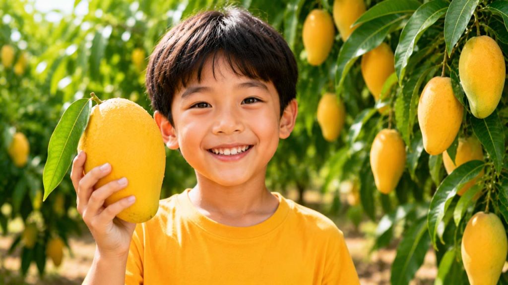 The mango is sweet and juicy - Quả xoài ngọt và mọng nước